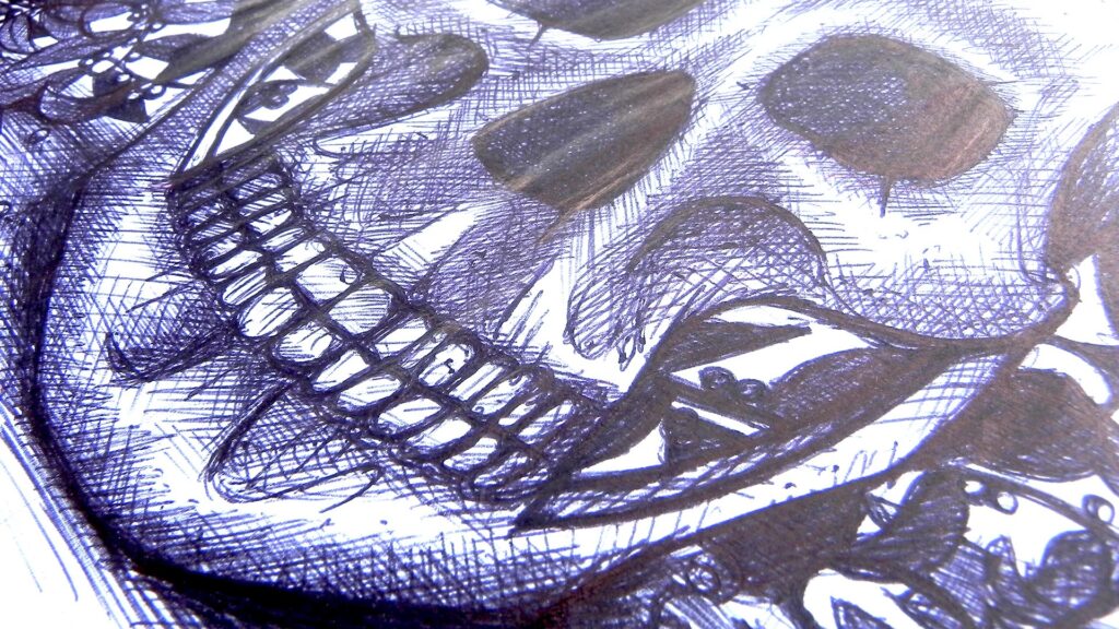 Zoom détaillé crâne illustration